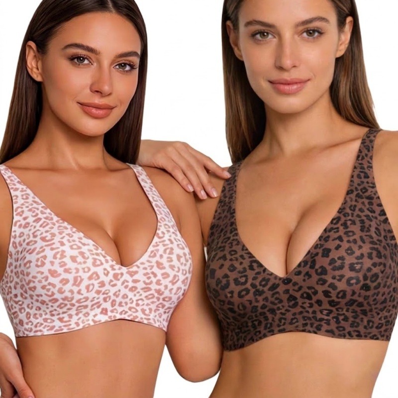 Seamless Underwear Women - Leopard Print Wireless Jelly Support Full