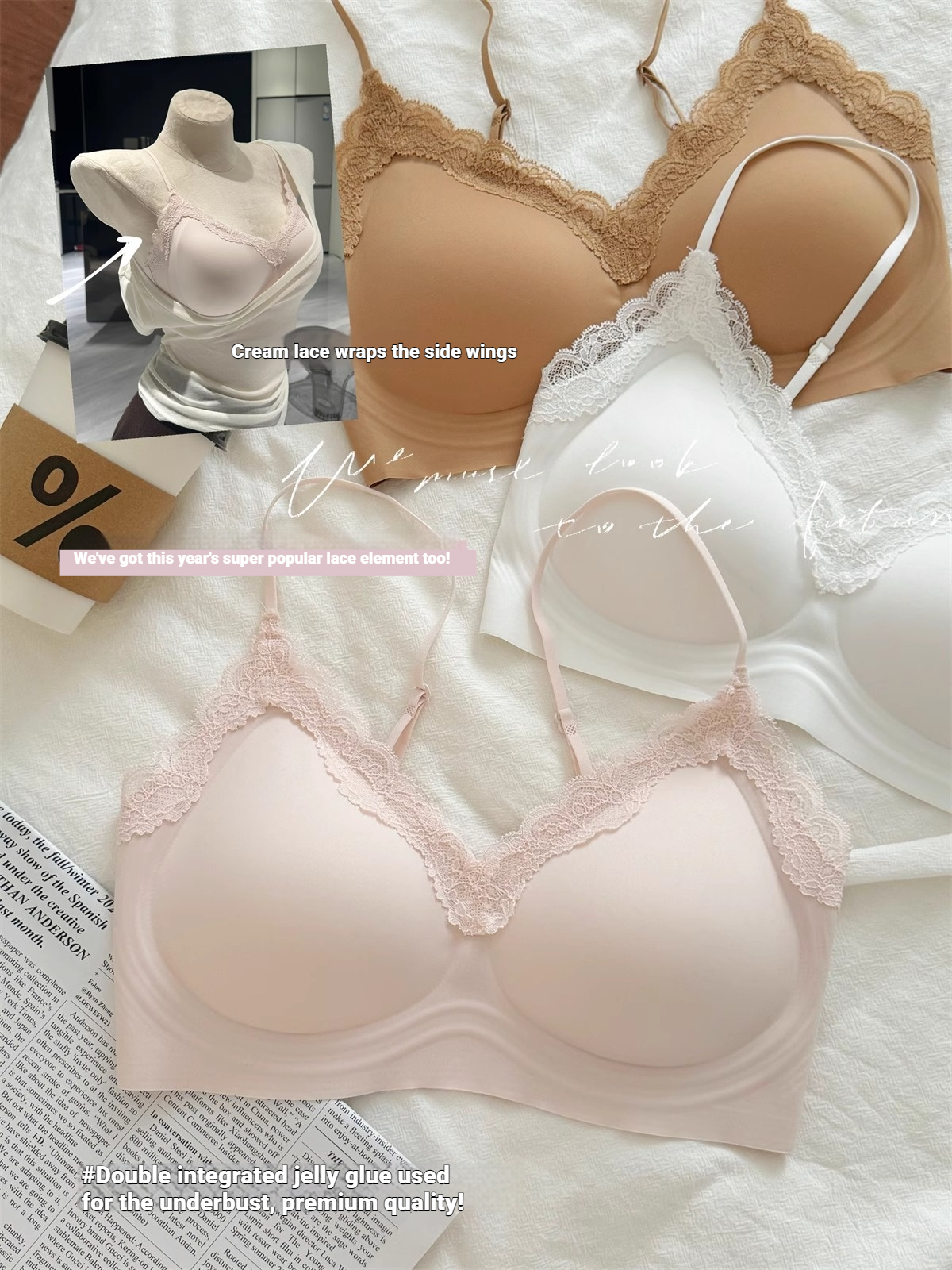 French Style Lace Bralette Fem - Bralette Wireless Soft recensione e prezzo