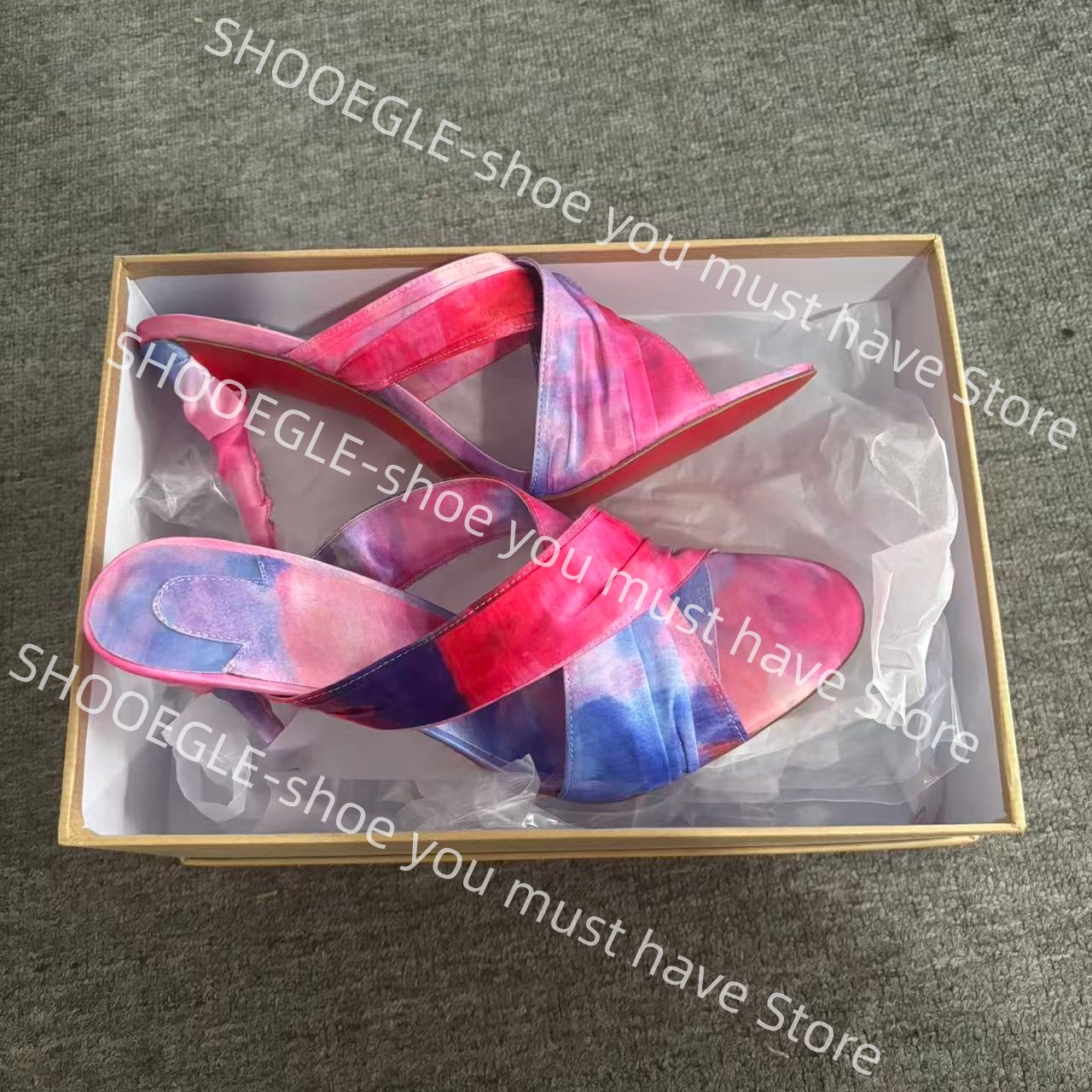 Women's Pink-Blue Tie-Dye Sati - Slip Dress Satin recensione e prezzo