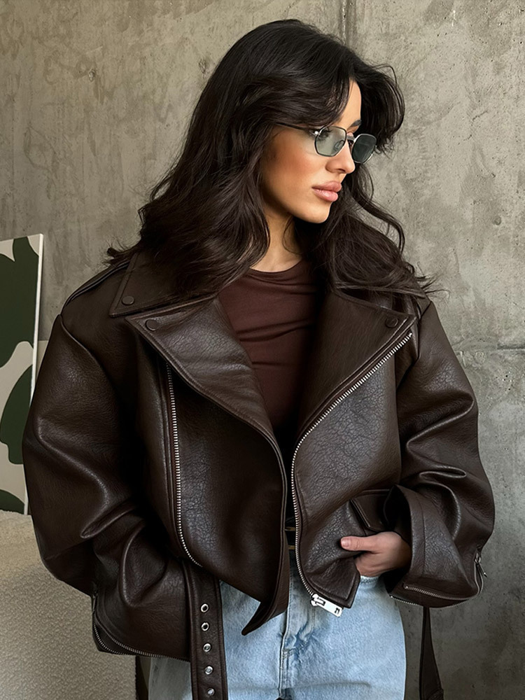 With Belt Leather Jacket Coat  - Corset Waist Cinch recensione e prezzo