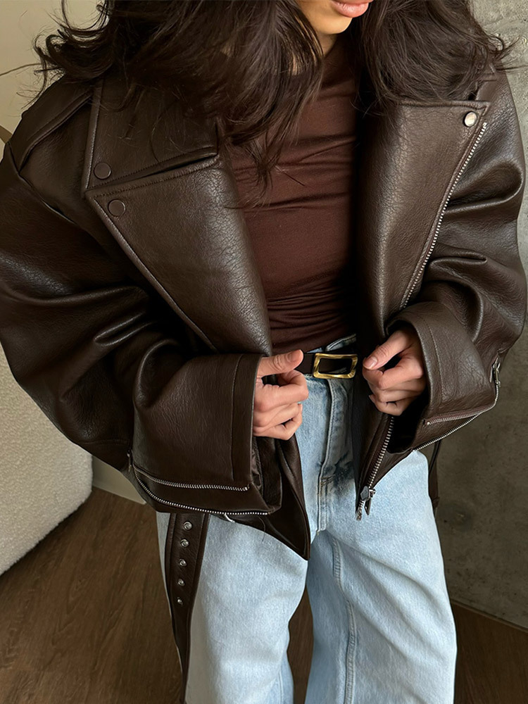 With Belt Leather Jacket Coat  - Corset Waist Cinch recensione e prezzo