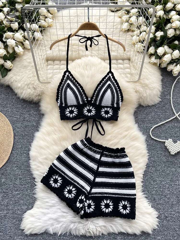 Beach Vacation Knit 2pcs Suits - Cami Top Lace recensione e prezzo