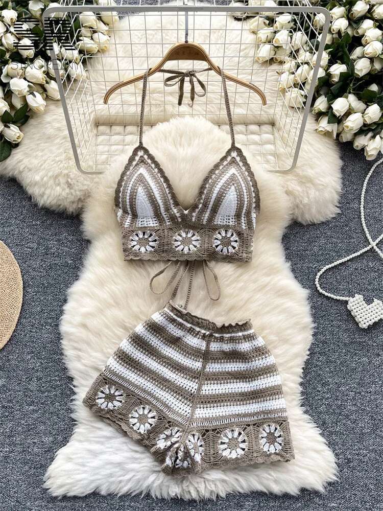 Beach Vacation Knit 2pcs Suits - Cami Top Lace recensione e prezzo