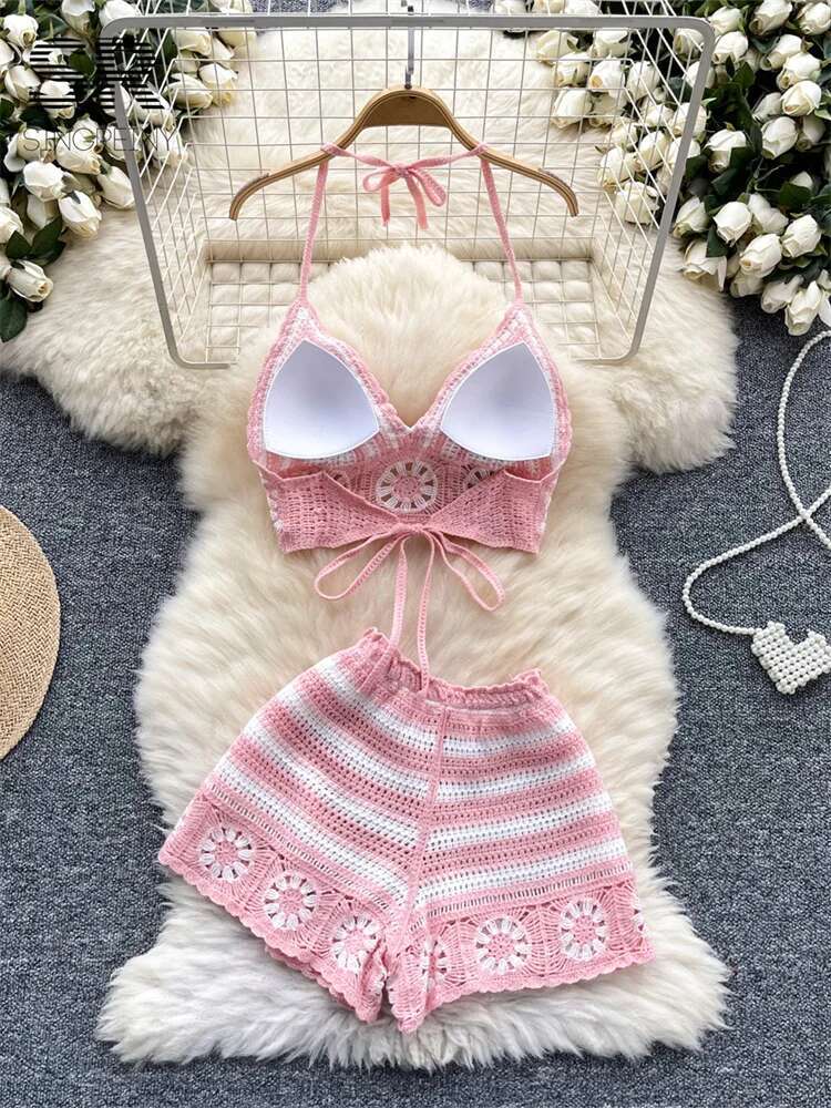 Beach Vacation Knit 2pcs Suits - Cami Top Lace recensione e prezzo