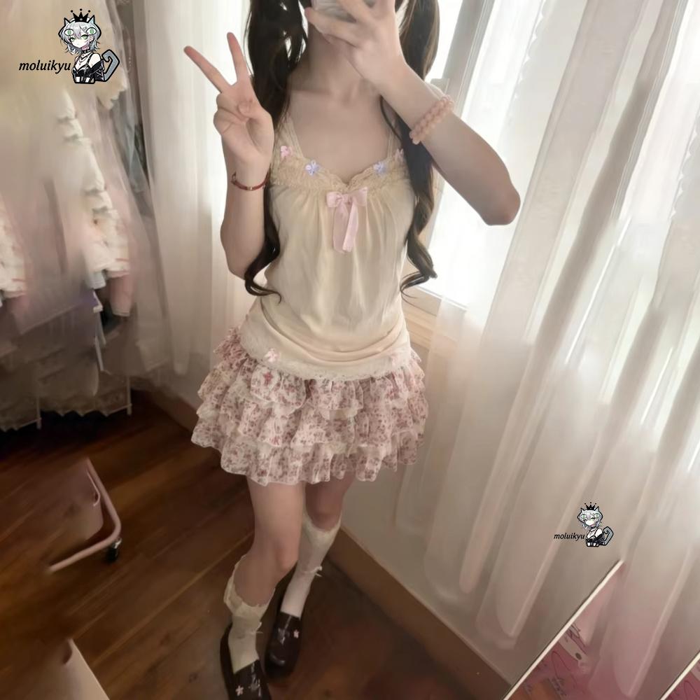 Women Y2K 2Pcs Outfit Set Lace - Cami Top Lace recensione e prezzo