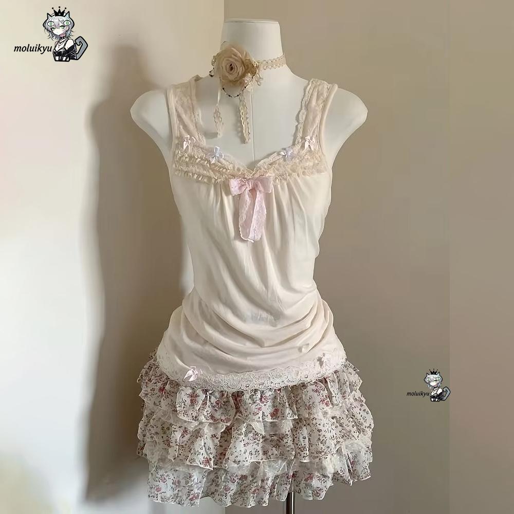 Women Y2K 2Pcs Outfit Set Lace - Cami Top Lace recensione e prezzo