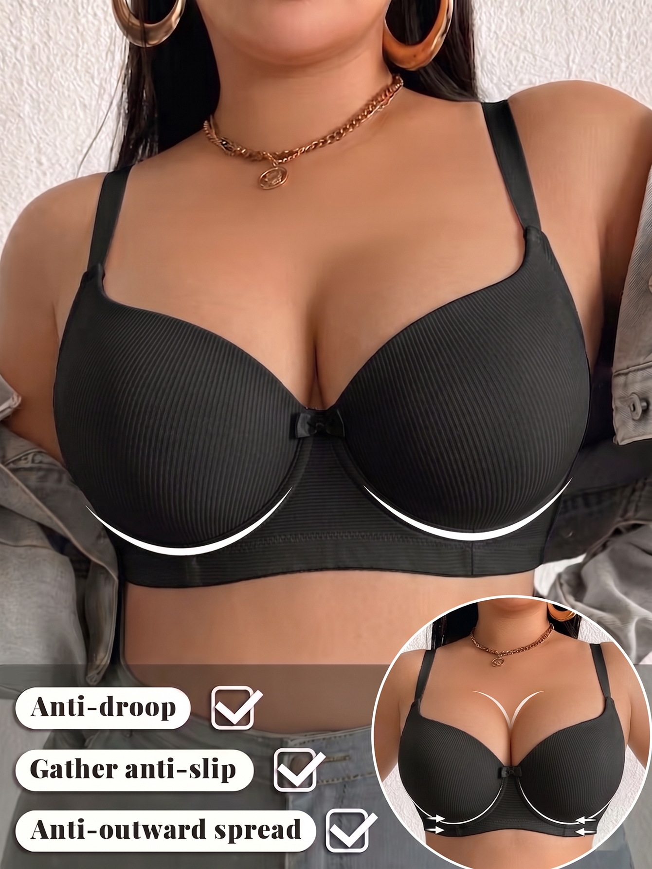 Plus Size Ribbed Women Bra Thi - Push Up Bra Padded recensione e prezzo
