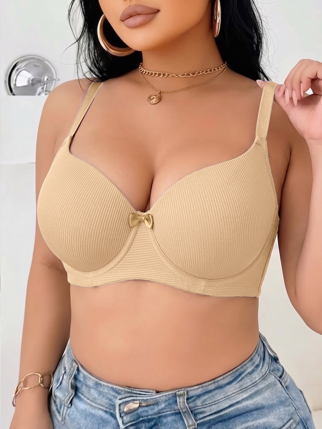 Plus Size Ribbed Women Bra Thi - Push Up Bra Padded recensione e prezzo